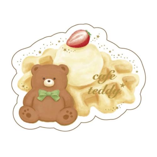ROKKAKU x cafe teddy ダイカットステッカー ステッカー ワッフル スマホデコ デコステッカー グッズ メール便可