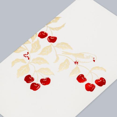 ROKKAKU ポチ袋 箔ぽち袋 花さんぽ 2枚入り さくらんぼ お年玉 お盆玉 グッズ メール便可