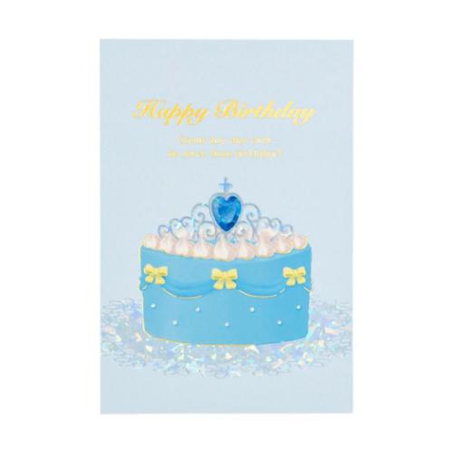 ROKKAKU Birthday Card POSTCARD バースデーカード 1枚入り ケーキ ブルー グリーティングカード グッズ メール便可