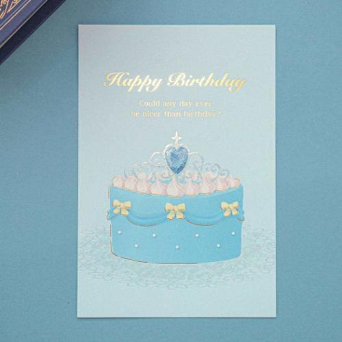 ROKKAKU Birthday Card POSTCARD バースデーカード 1枚入り ケーキ ブルー グリーティングカード グッズ メール便可