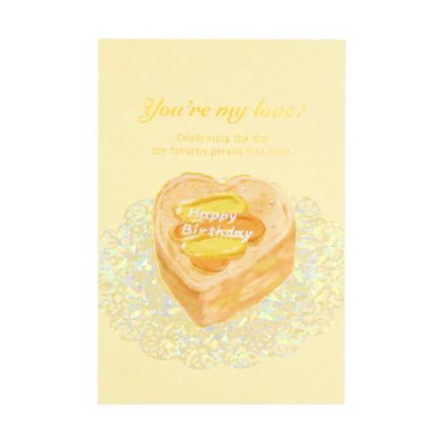 ROKKAKU Birthday Card POSTCARD バースデーカード 1枚入り ケーキ イエロー グリーティングカード グッズ メール便可