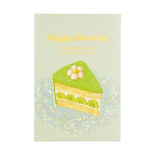 ROKKAKU Birthday Card POSTCARD バースデーカード 1枚入り ケーキ グリーン グリーティングカード グッズ メール便可