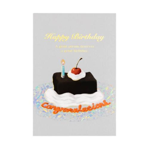 ROKKAKU Birthday Card POSTCARD バースデーカード 1枚入り ケーキ チョコ グリーティングカード グッズ メール便可