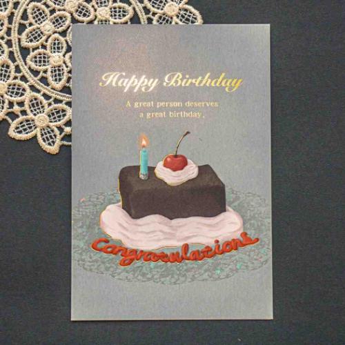 ROKKAKU Birthday Card POSTCARD バースデーカード 1枚入り ケーキ チョコ グリーティングカード グッズ メール便可