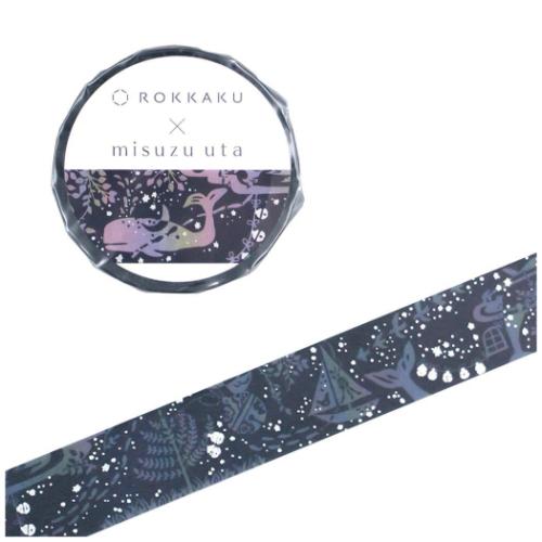 ROKKAKU x misuzu uta みすゞうた マスキングテープ 15mm マステ 鯨法会 手帳デコ デコレーション グッズ メール便可