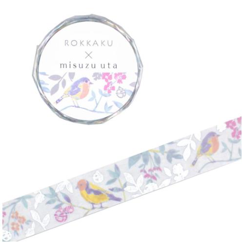 ROKKAKU x misuzu uta みすゞうた マスキングテープ 15mm マステ 私と小鳥と鈴と 手帳デコ デコレーション グッズ メール便可