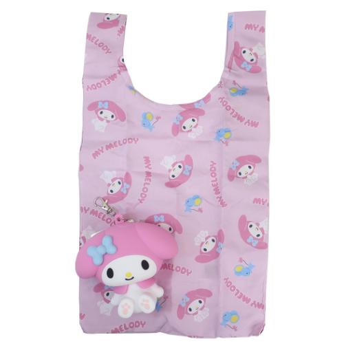 マイメロディ ショッピングバッグ ポーチ付きエコバッグ ソリッドマイメロ サンリオ キャラクター グッズ