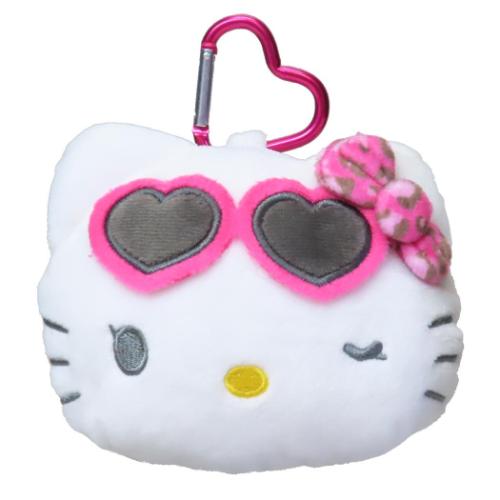 ハローキティ ミニポーチ カラビナ付きぬいぐるみファスナーマスコット ヒョウ柄 サンリオ キャラクター グッズ