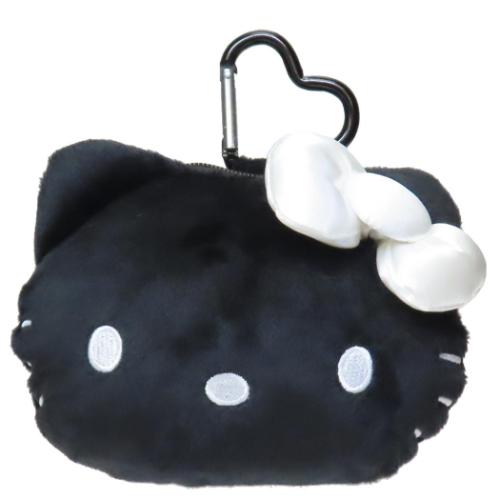ハローキティ ミニポーチ カラビナ付きぬいぐるみファスナーマスコット モノクロ サンリオ キャラクター グッズ