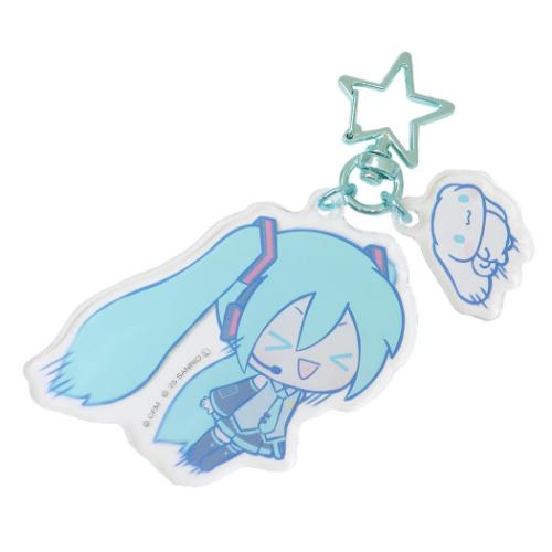 初音ミクxシナモロール キーリング アクリルキーホルダー 疾走 キャラクター グッズ メール便可