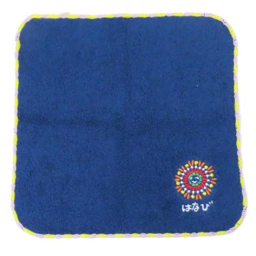 おえかきさん ミニタオル ワンポイント刺繍ハンカチタオル はなびさん 汗拭きタオル グッズ メール便可