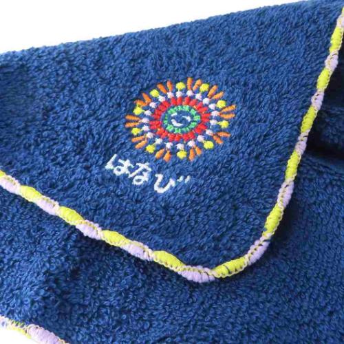 おえかきさん ミニタオル ワンポイント刺繍ハンカチタオル はなびさん 汗拭きタオル グッズ メール便可