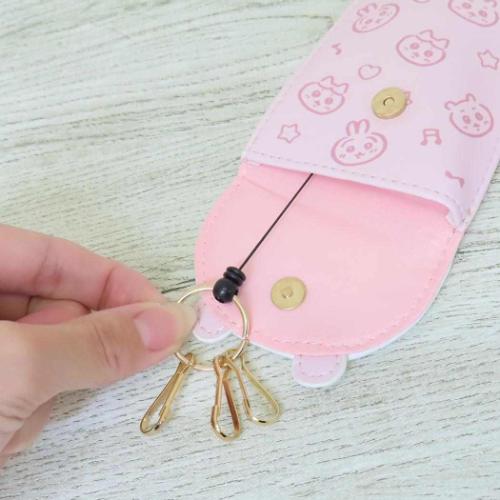 ちいかわ キーカバー リール付きキーケース ピンク キャラクター グッズ メール便可