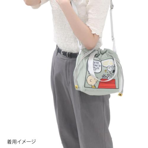 スヌーピー 斜め掛けかばん ALL刺繍ショルダー巾着 タイプライター ピーナッツ キャラクター グッズ メール便可