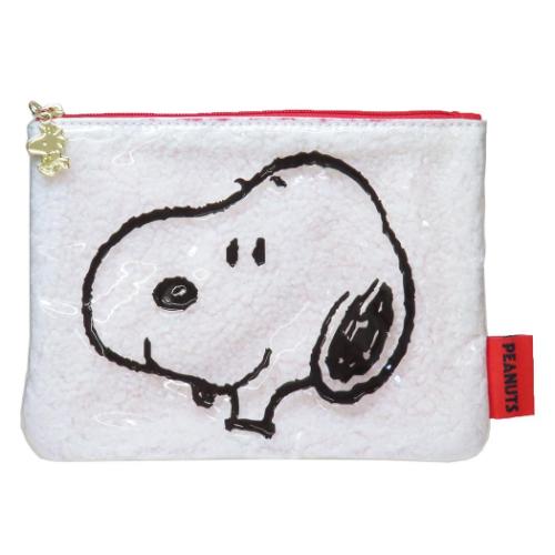 スヌーピー コスメポーチ もこもこビニールフラットポーチ スヌーピー＆ウッドストック ピーナッツ キャラクター グッズ メール便可