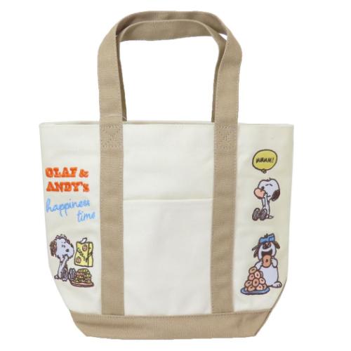 スヌーピー トートバッグ 刺繍トートバッグ snack time ピーナッツ キャラクター グッズ