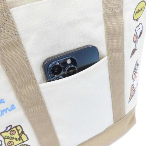 スヌーピー トートバッグ 刺繍トートバッグ snack time ピーナッツ キャラクター グッズ