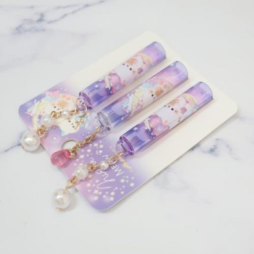 ナイトミャウ 鉛筆キャップ チャーム付き鉛筆キャップ えんぴつカバー3本セット ムーン かわいい グッズ メール便可