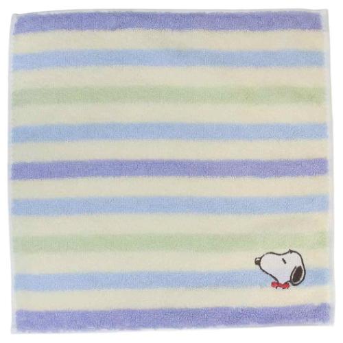 スヌーピー ミニタオル ジャガードハンカチタオル マルチボーダーBL リボン ピーナッツ キャラクター グッズ メール便可