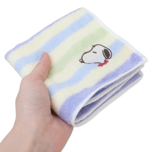 スヌーピー ミニタオル ジャガードハンカチタオル マルチボーダーBL リボン ピーナッツ キャラクター グッズ メール便可