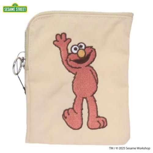 セサミストリート 平ポーチ ミニフラットポーチ SESAME STREET EMBROIDERY ベージュ キャラクター グッズ メール便可