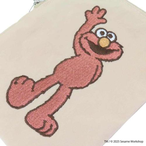 セサミストリート 平ポーチ ミニフラットポーチ SESAME STREET EMBROIDERY ベージュ キャラクター グッズ メール便可