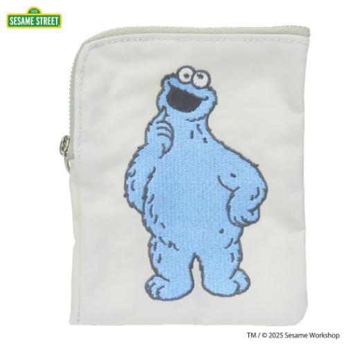 セサミストリート 平ポーチ ミニフラットポーチ SESAME STREET EMBROIDERY グレー キャラクター グッズ メール便可