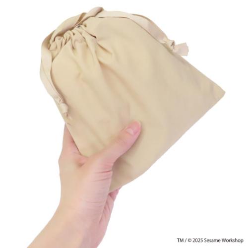 セサミストリート 巾着袋 巾着ポーチ SESAME STREET EMBROIDERY ベージュ キャラクター グッズ メール便可
