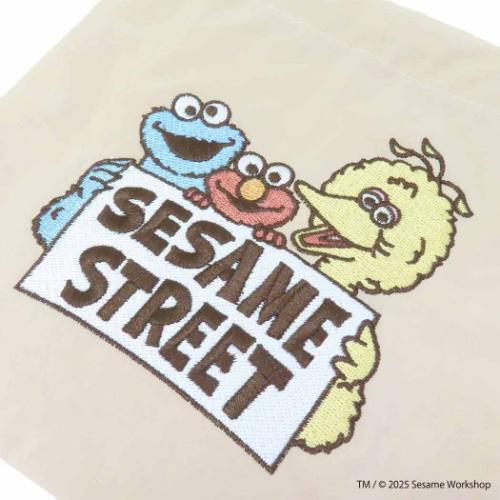 セサミストリート 巾着袋 巾着ポーチ SESAME STREET EMBROIDERY ベージュ キャラクター グッズ メール便可