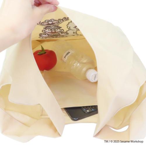 セサミストリート エコバッグ ショッピングバッグ SESAME STREET EMBROIDERY ベージュ キャラクター グッズ メール便可