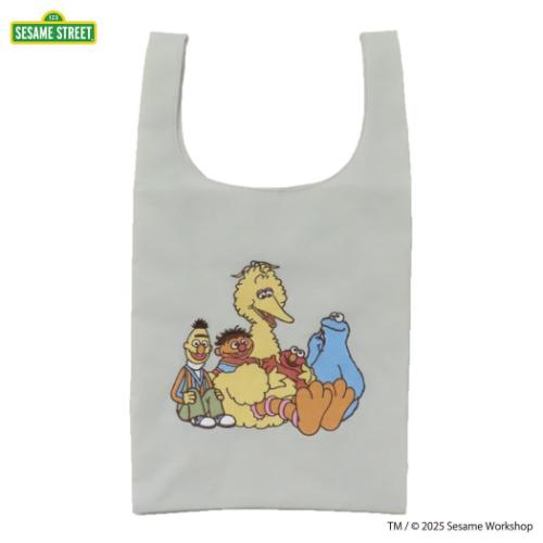 セサミストリート エコバッグ ショッピングバッグ SESAME STREET EMBROIDERY グレー キャラクター グッズ メール便可