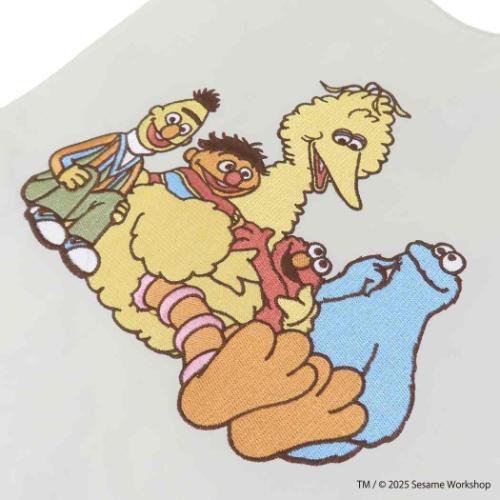 セサミストリート エコバッグ ショッピングバッグ SESAME STREET EMBROIDERY グレー キャラクター グッズ メール便可