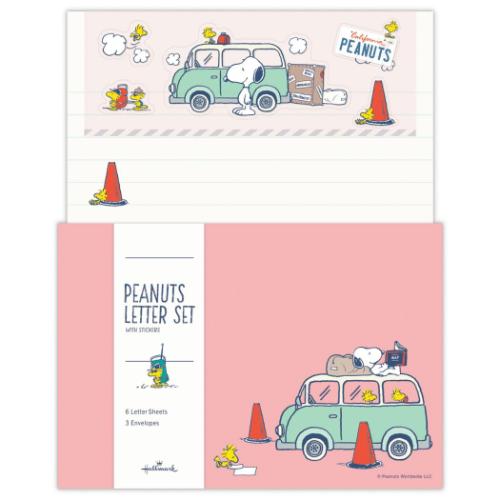 スヌーピー 手紙セット レターセット SNHJ車 ピンク ピーナッツ キャラクター グッズ メール便可