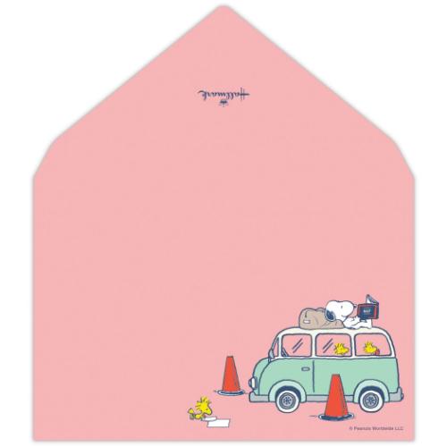 スヌーピー 手紙セット レターセット SNHJ車 ピンク ピーナッツ キャラクター グッズ メール便可