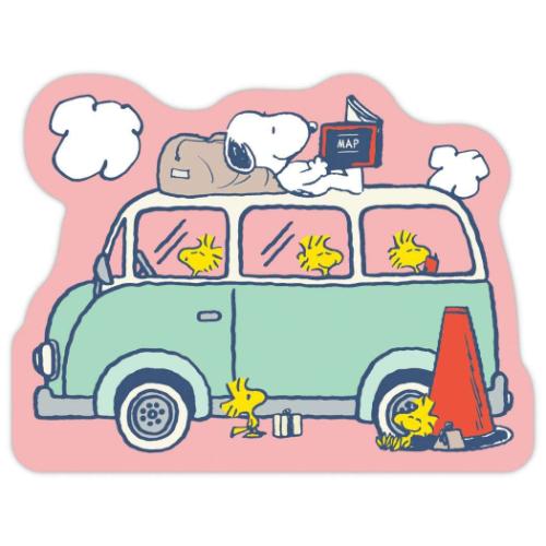 スヌーピー メモ帳 ダイカットメモ SNHJ車 ピンク ピーナッツ キャラクター グッズ メール便可