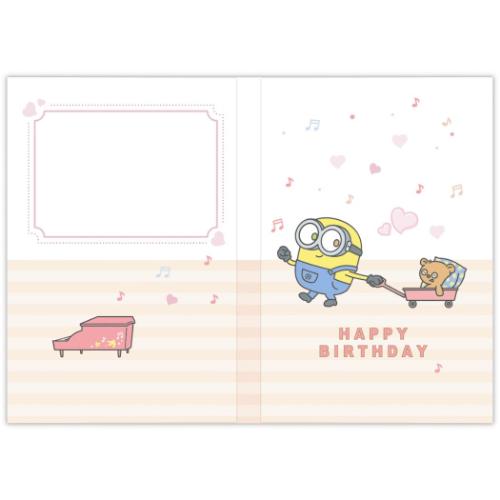 ミニオンズ グリーティングカード 誕生お祝い オルゴール MNボブ&ティム ユニバーサル映画 キャラクター グッズ メール便可