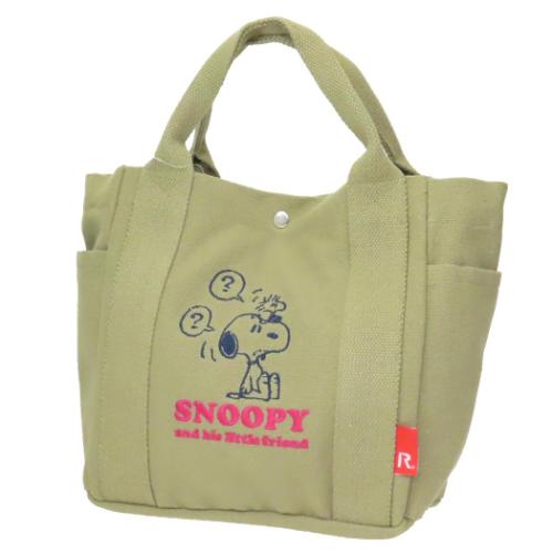 スヌーピー ハンドバッグ IP.デリ.Peanuts-0J コットンミニバッグ Khaki ピーナッツ キャラクター グッズ