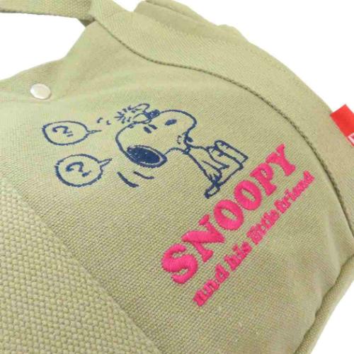 スヌーピー ハンドバッグ IP.デリ.Peanuts-0J コットンミニバッグ Khaki ピーナッツ キャラクター グッズ