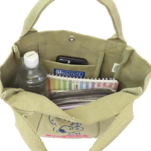 スヌーピー ハンドバッグ IP.デリ.Peanuts-0J コットンミニバッグ Khaki ピーナッツ キャラクター グッズ