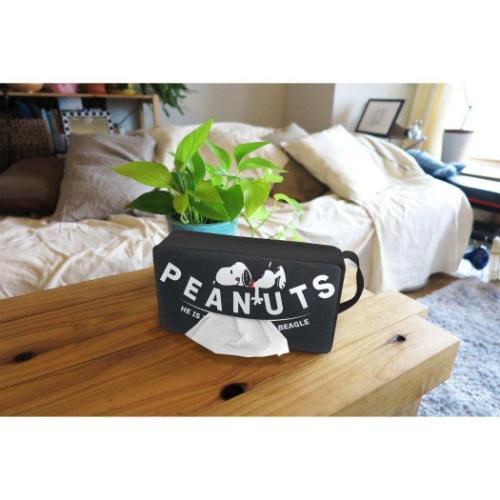 スヌーピー ティッシュカバー ティッシュケース ブラック ピーナッツ キャラクター グッズ メール便可