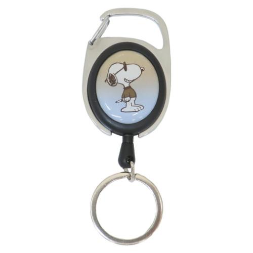 スヌーピー リール付きキーホルダー メタリール グラデ ジョークール ピーナッツ キャラクター グッズ メール便可