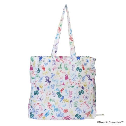 ムーミン エコバッグ ショッピングバッグM 80TH ALL STAR ホワイト 北欧 キャラクター グッズ メール便可