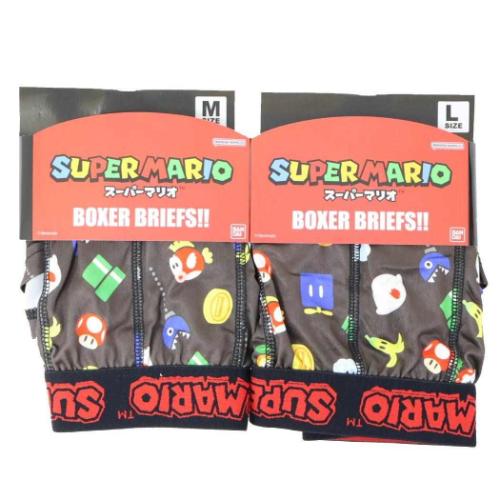 スーパーマリオ 男性用下着 転写ボクサーブリーフ アイコン BK キャラクター グッズ メール便可