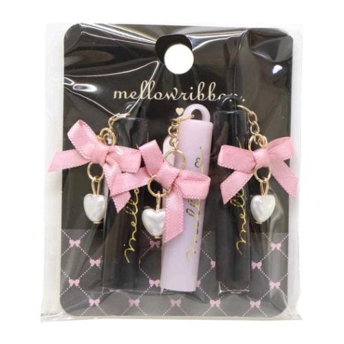 リボンステーショナリー 鉛筆キャップ リボンチャーム付き鉛筆キャップ 3本セット 女の子 グッズ メール便可