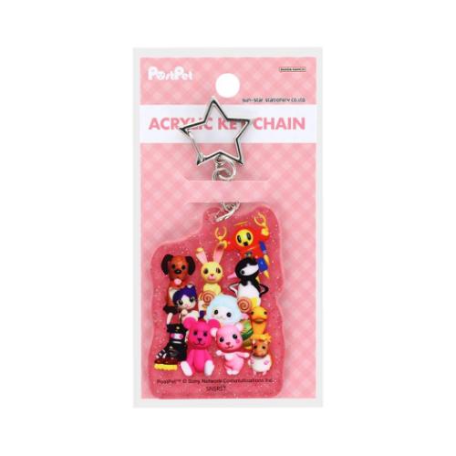 PostPet キーリング ラメ入アクリルキーホルダー 集合 キャラクター グッズ メール便可