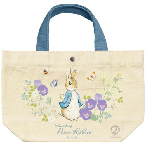 ピーターラビット ランチトート コットンランチバッグ ピーターとフラワー パープル ビアトリクス ポター 取寄品
