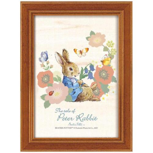 ピーターラビット ポストカード額装 ポストカードアート ピーターとフラワー ピンク ビアトリクス ポター 取寄品