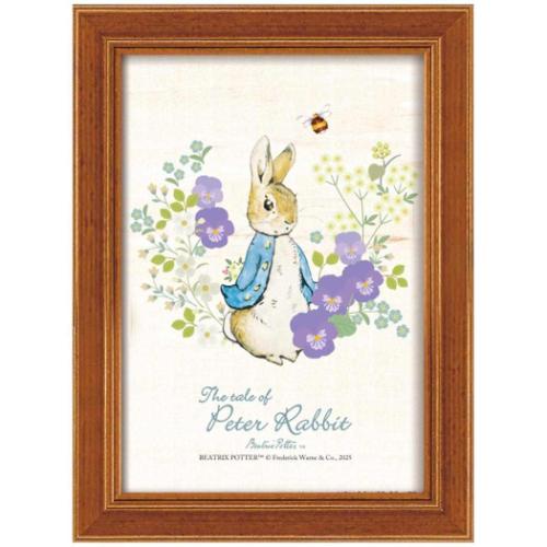 ピーターラビット ポストカード額装 ポストカードアート ピーターとフラワー パープル ビアトリクス ポター 取寄品