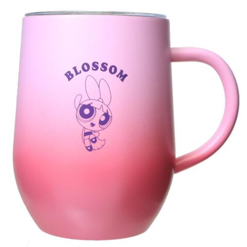 パワーパフガールズ マグカップ グラデーション蓋付きステンレスマグ 320ml ブロッサム キャラクター グッズ