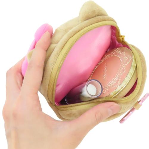 ハローキティ ミニポーチ カナビラ付きフェイスポーチ ブラウン サンリオ キャラクター グッズ